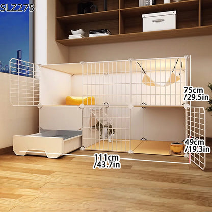 Extra Large Three-Story Cat Cage with Integrated Litter Box - Smarsty