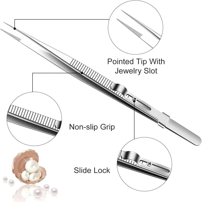 Stainless Steel Adjustable Antistatic Tweezers for Precision Tooling - Smarsty