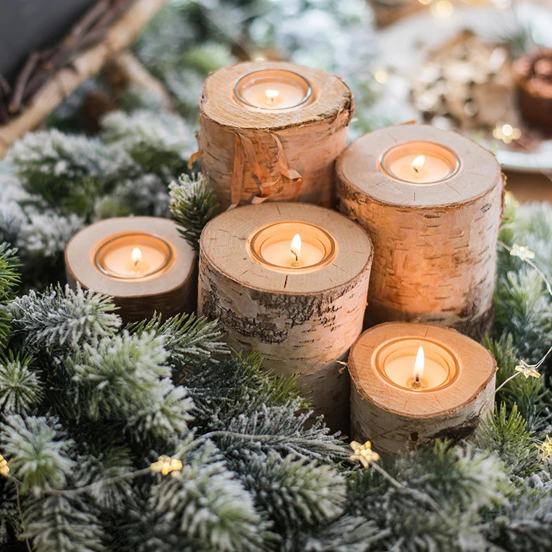 Creative Wooden Candlestick Plant Pot Tray Decor - Smarsty