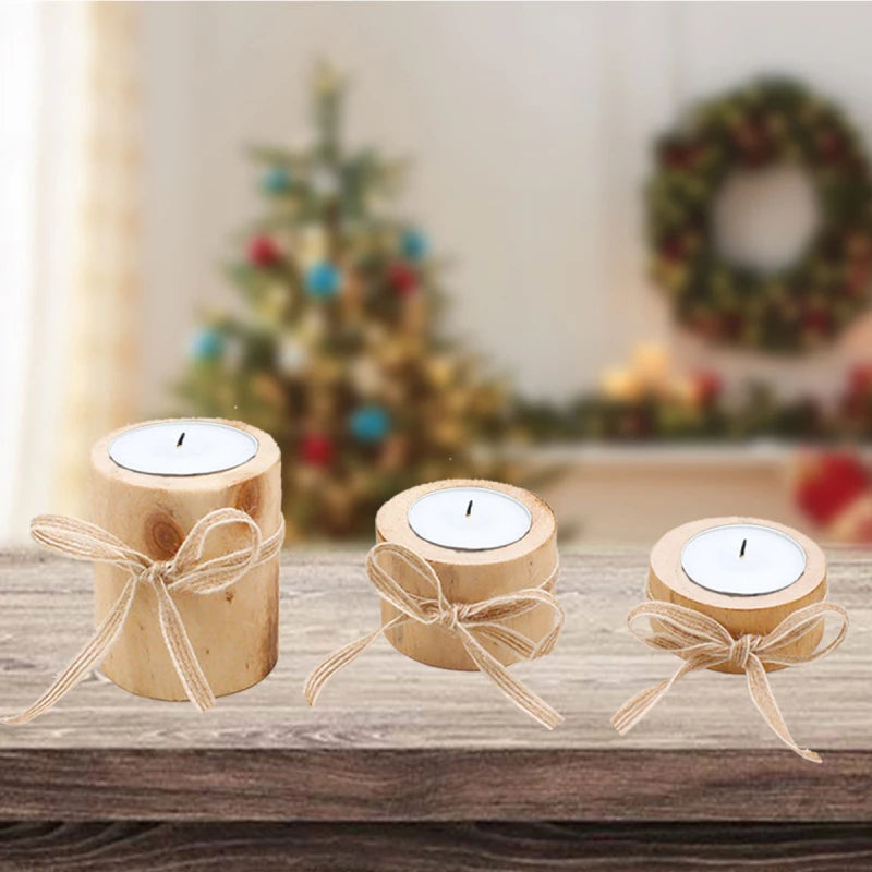 Creative Wooden Candlestick Plant Pot Tray Decor - Smarsty
