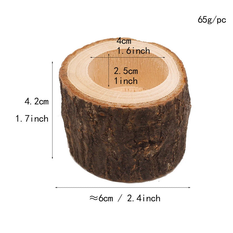 Creative Wooden Candlestick Plant Pot Tray Decor - Smarsty