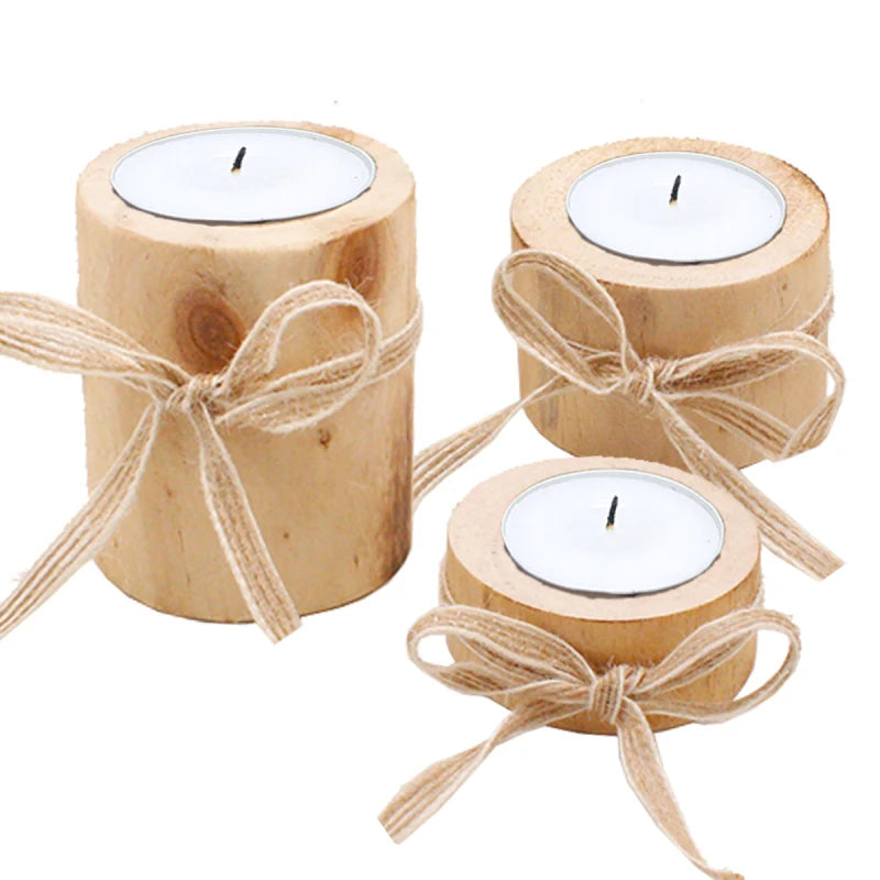 Creative Wooden Candlestick Plant Pot Tray Decor - Smarsty