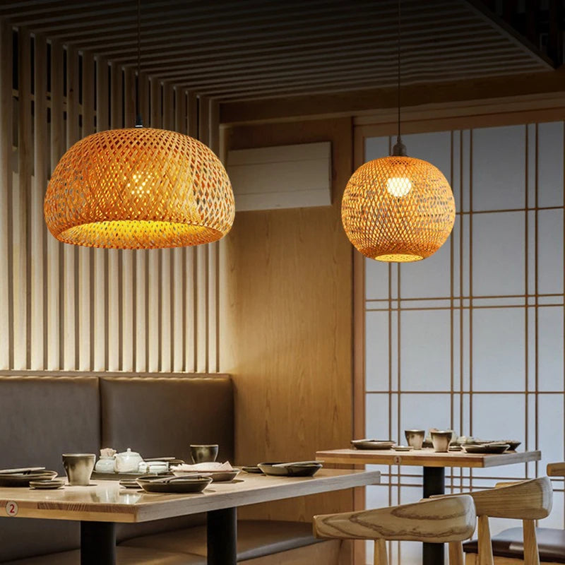 Natural Bamboo Lantern Pendant Light for Cozy Ambiance - Smarsty