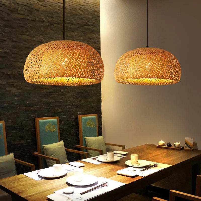 Natural Bamboo Pendant Lamp with Hand-Woven Design - Smarsty