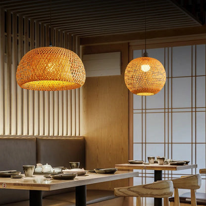 Natural Bamboo Pendant Lamp with Hand-Woven Design - Smarsty