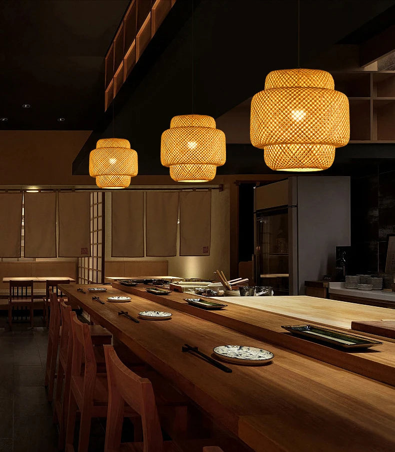 Natural Bamboo Pendant Lamp with Hand-Woven Design - Smarsty