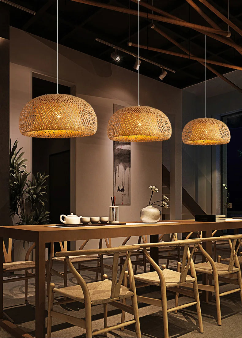 Natural Bamboo Pendant Lamp with Hand-Woven Design - Smarsty