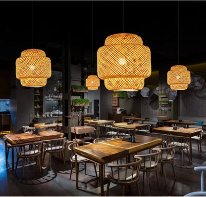 Natural Bamboo Pendant Lamp with Hand-Woven Design - Smarsty