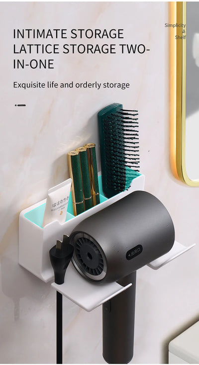 Wall Mounted Hair Dryer Holder Organizer for Bathroom - Smarsty