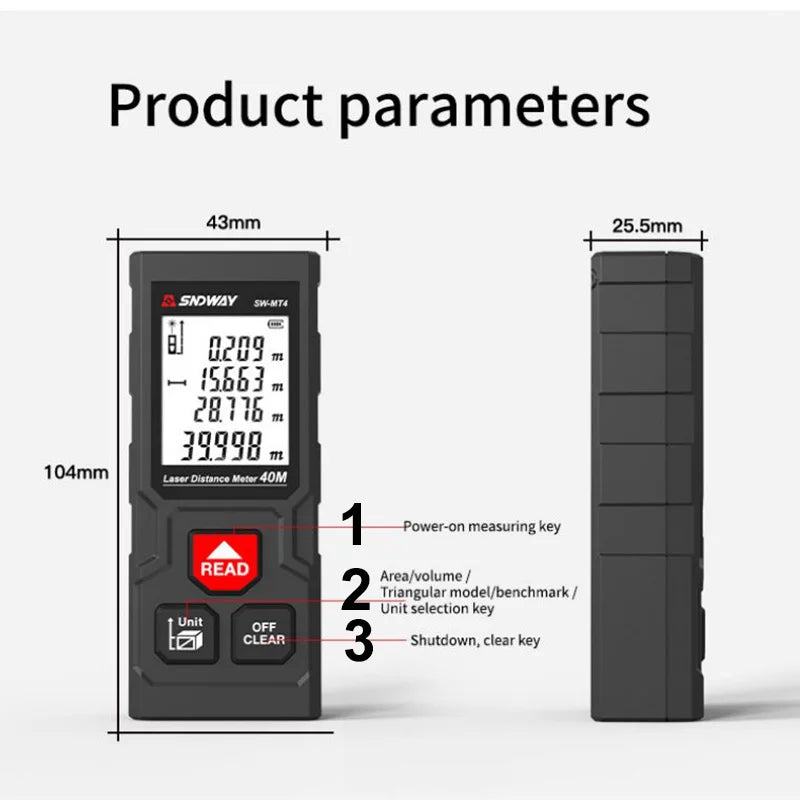 SNDWAY Laser Distance Meter with High Precision Measurement - Smarsty