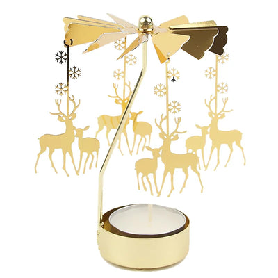 Gold Metal Carousel Candle Holder for Elegant Home Decor - Smarsty