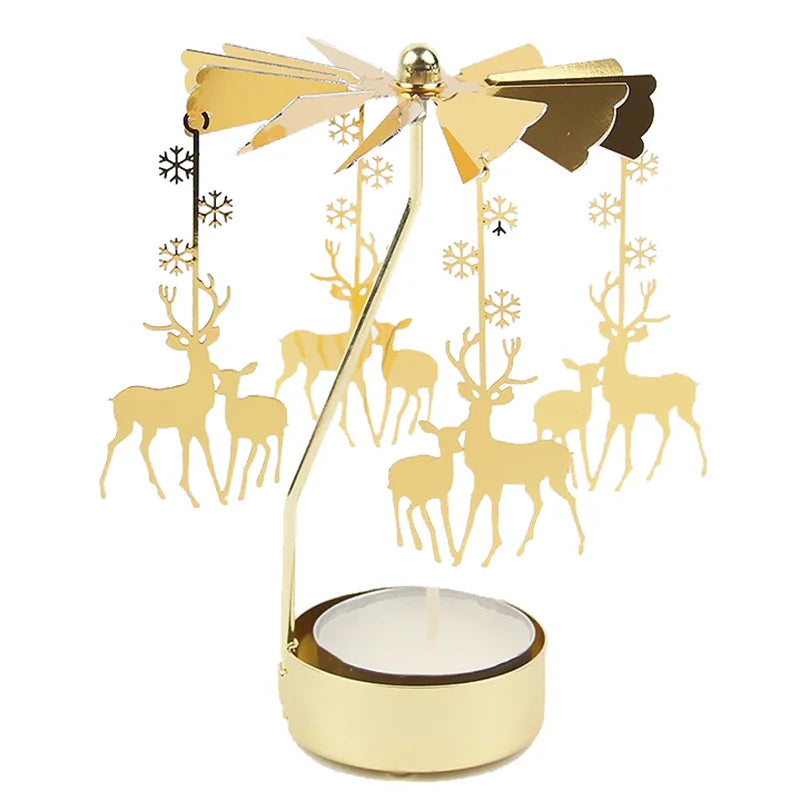 Gold Metal Carousel Candle Holder for Elegant Home Decor - Smarsty