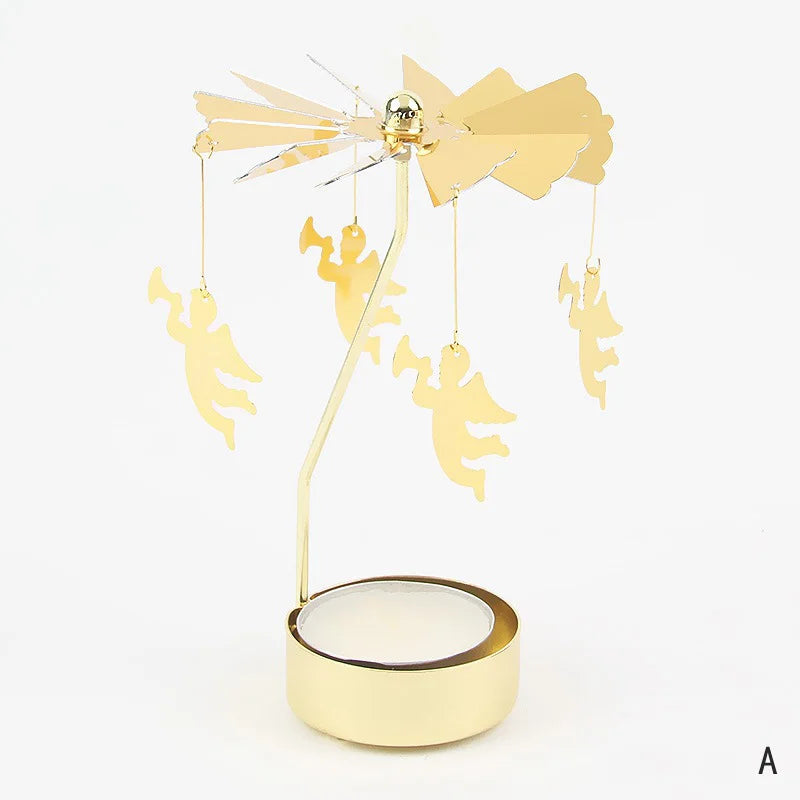 Gold Metal Carousel Candle Holder for Elegant Home Decor - Smarsty