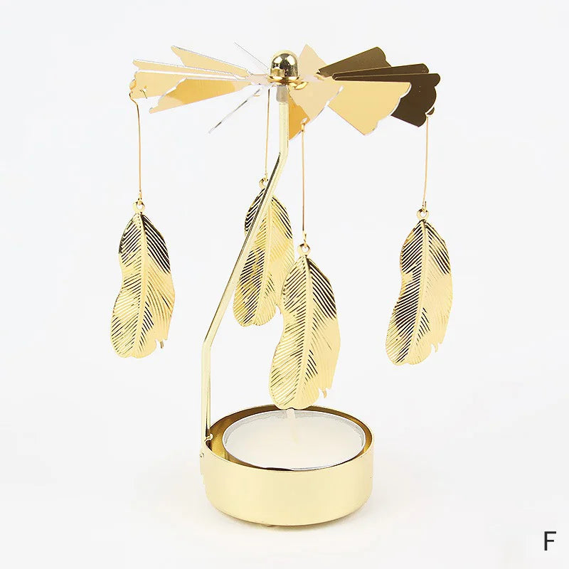 Gold Metal Carousel Candle Holder for Elegant Home Decor - Smarsty