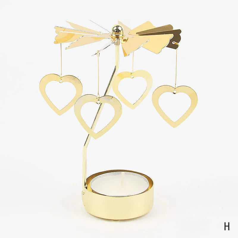 Gold Metal Carousel Candle Holder for Elegant Home Decor - Smarsty