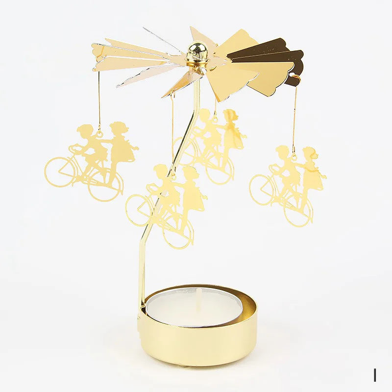Gold Metal Carousel Candle Holder for Elegant Home Decor - Smarsty