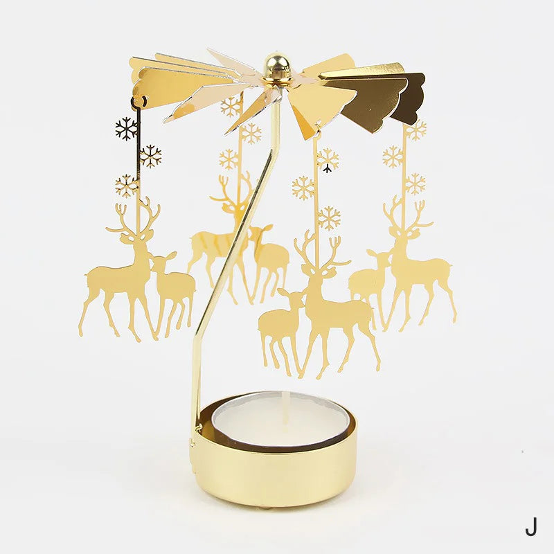 Gold Metal Carousel Candle Holder for Elegant Home Decor - Smarsty