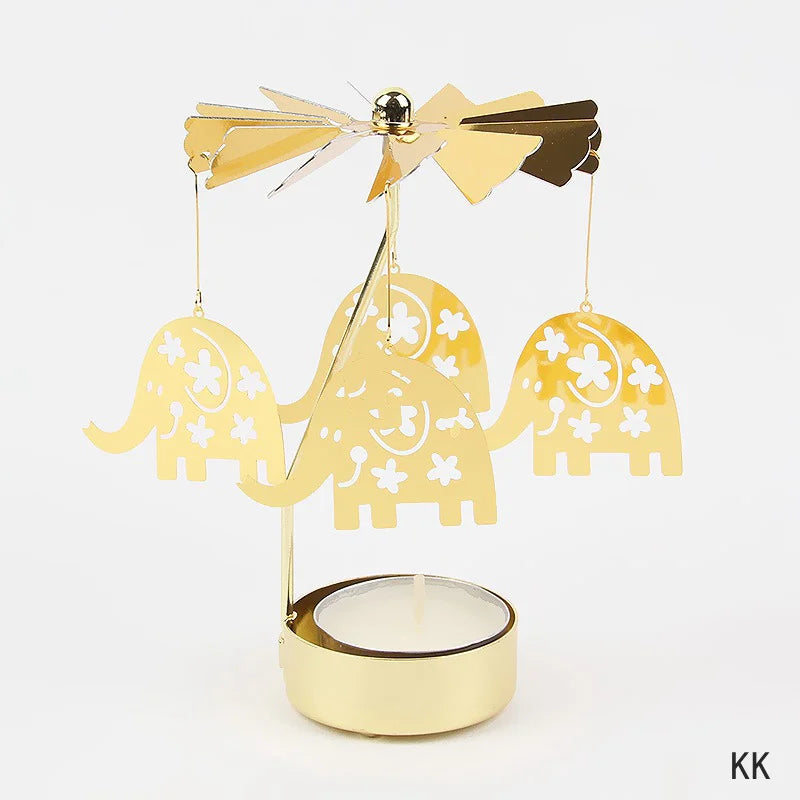 Gold Metal Carousel Candle Holder for Elegant Home Decor - Smarsty