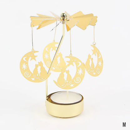 Gold Metal Carousel Candle Holder for Elegant Home Decor - Smarsty