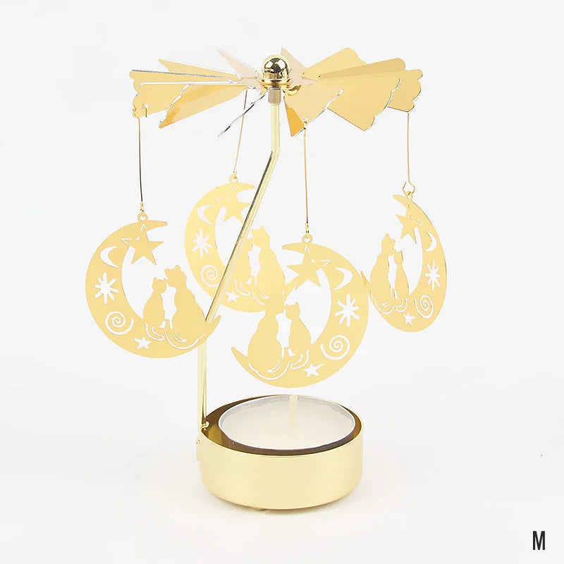 Gold Metal Carousel Candle Holder for Elegant Home Decor - Smarsty
