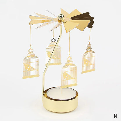 Gold Metal Carousel Candle Holder for Elegant Home Decor - Smarsty