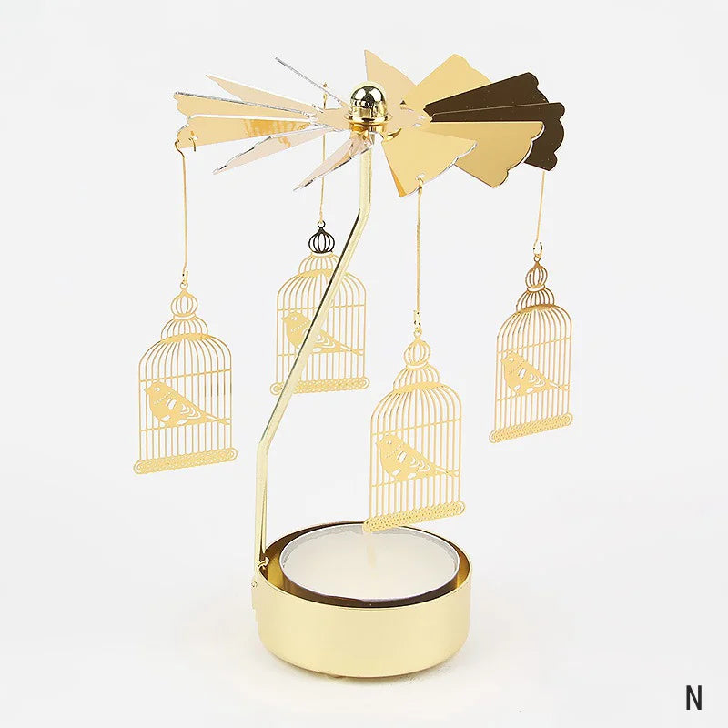 Gold Metal Carousel Candle Holder for Elegant Home Decor - Smarsty