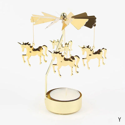 Gold Metal Carousel Candle Holder for Elegant Home Decor - Smarsty