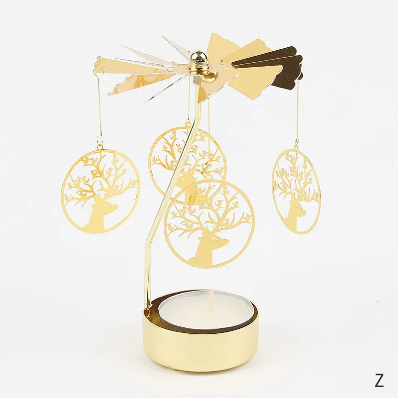 Gold Metal Carousel Candle Holder for Elegant Home Decor - Smarsty