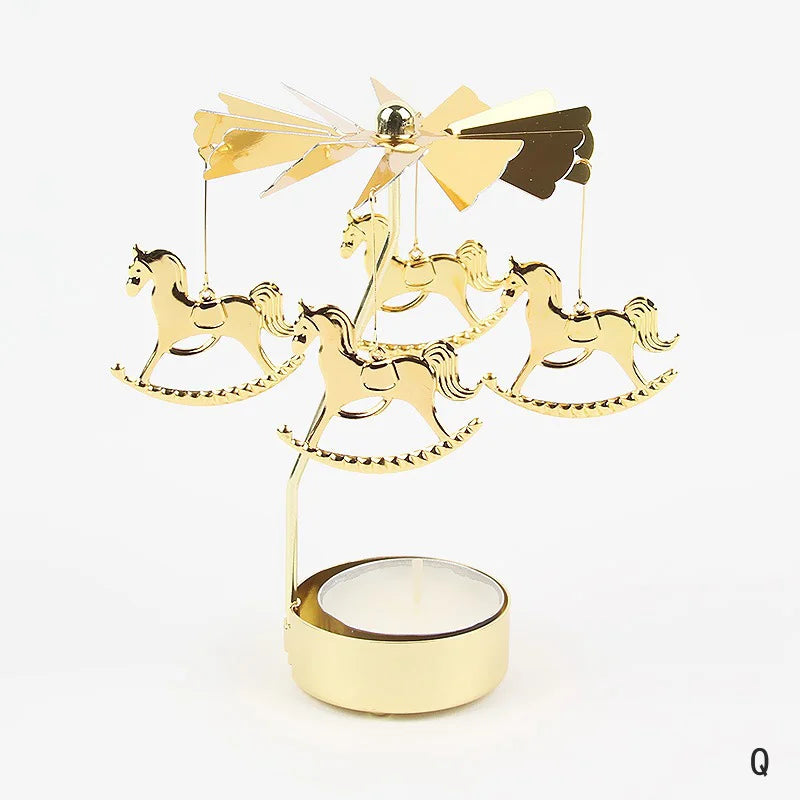 Gold Metal Carousel Candle Holder for Elegant Home Decor - Smarsty
