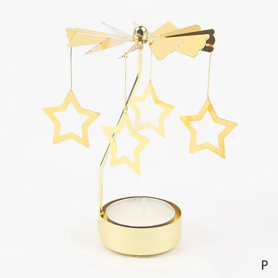 Gold Metal Carousel Candle Holder for Elegant Home Decor - Smarsty