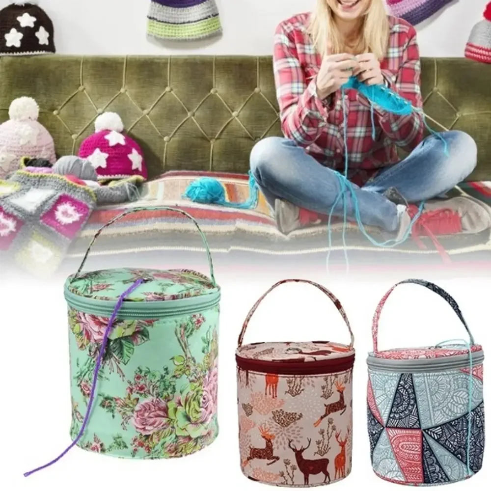 Cylindrical Yarn Storage Bag for Knitting and Crochet - Smarsty