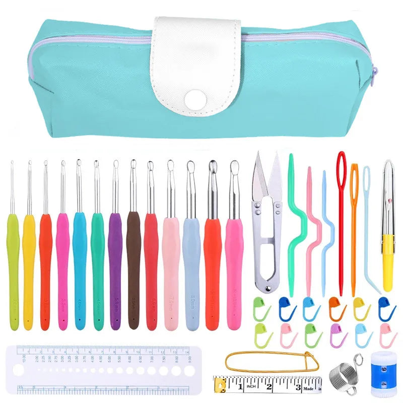 Colorful Knitting Needles Set with Sewing Clips and Scissors - Smarsty