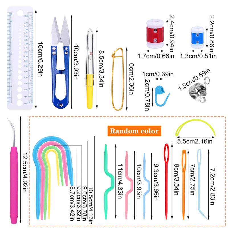Colorful Knitting Needles Set with Sewing Clips and Scissors - Smarsty