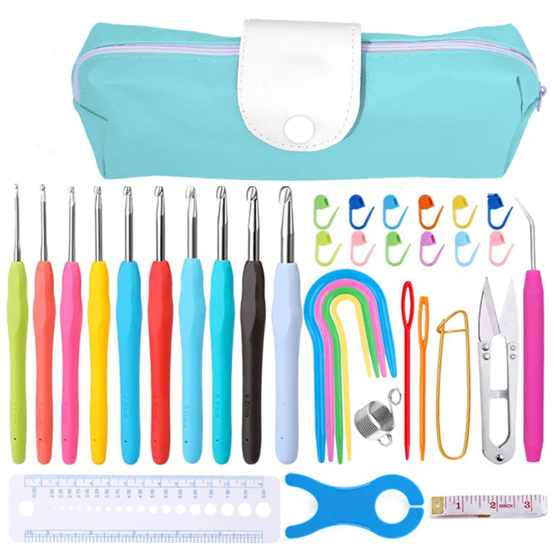 Colorful Knitting Needles Set with Sewing Clips and Scissors - Smarsty