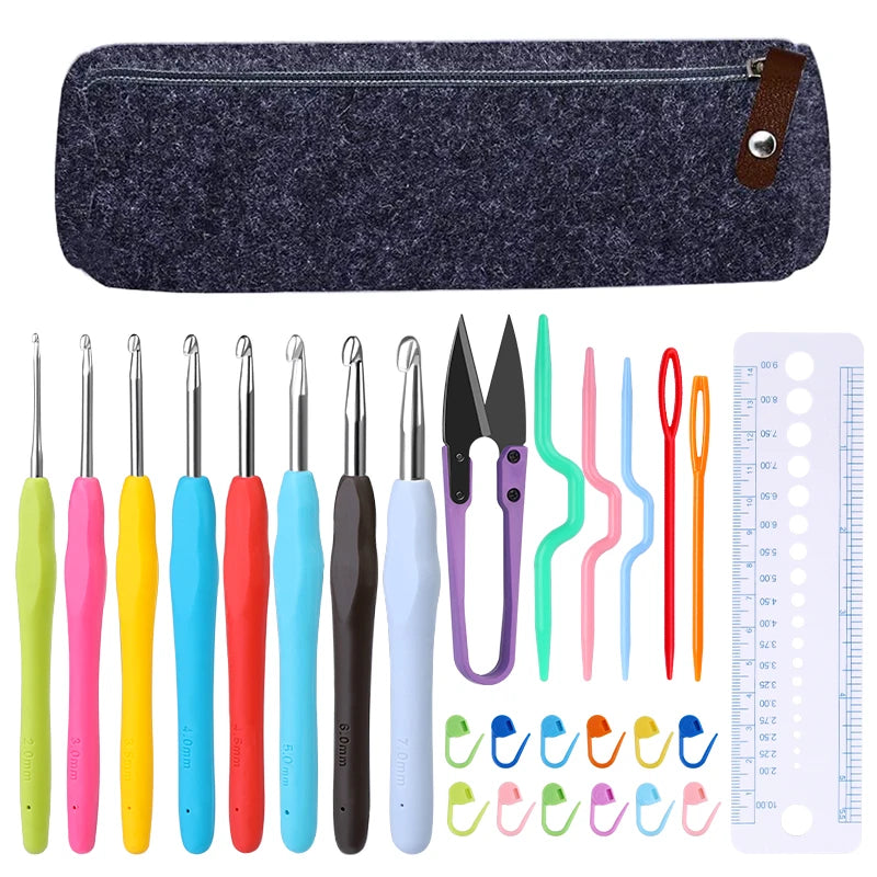 Colorful Knitting Needles Set with Sewing Clips and Scissors - Smarsty
