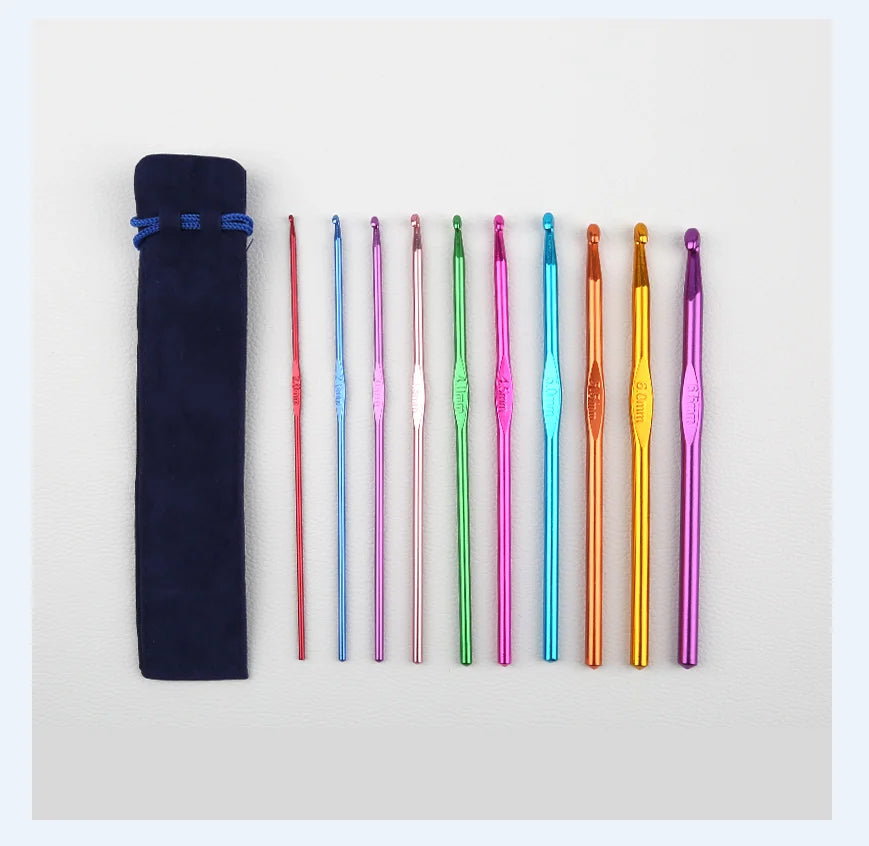 Coloured Aluminium Single Head Crochet Hook Set - Smarsty