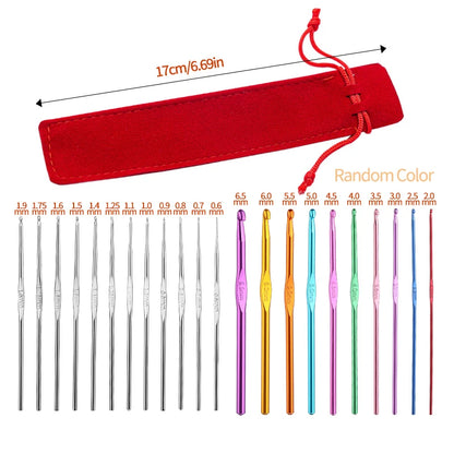 Coloured Aluminium Single Head Crochet Hook Set - Smarsty