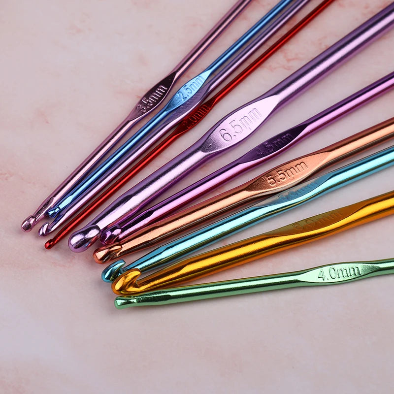 Coloured Aluminium Single Head Crochet Hook Set - Smarsty