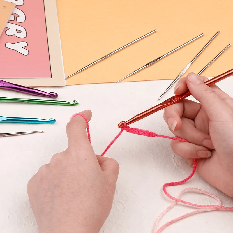 Coloured Aluminium Single Head Crochet Hook Set - Smarsty