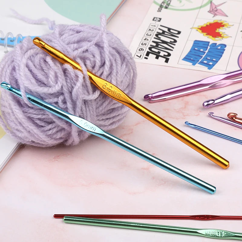 Coloured Aluminium Single Head Crochet Hook Set - Smarsty