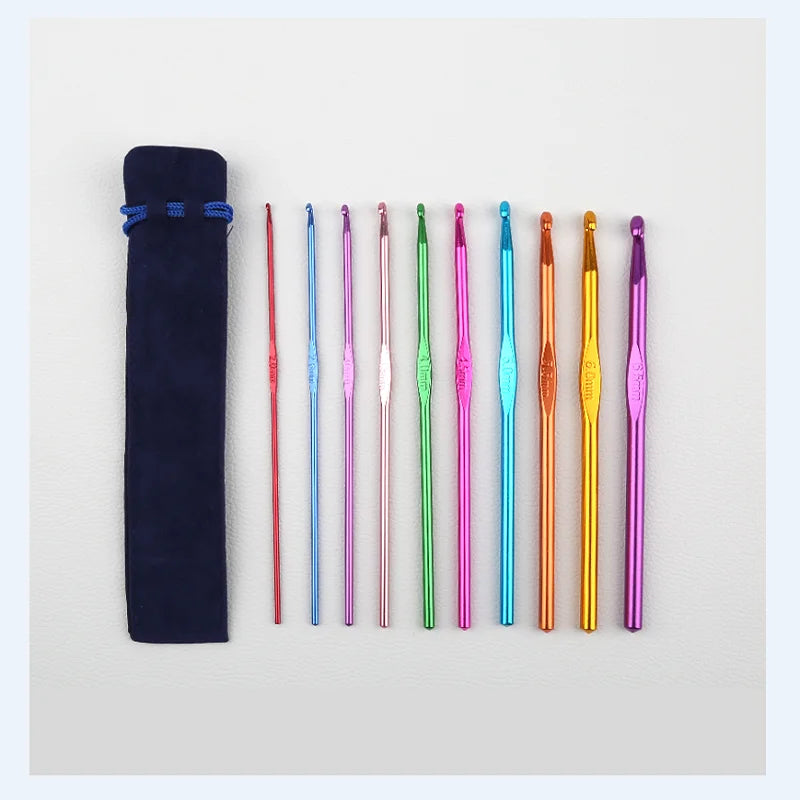 Coloured Aluminium Single Head Crochet Hook Set - Smarsty