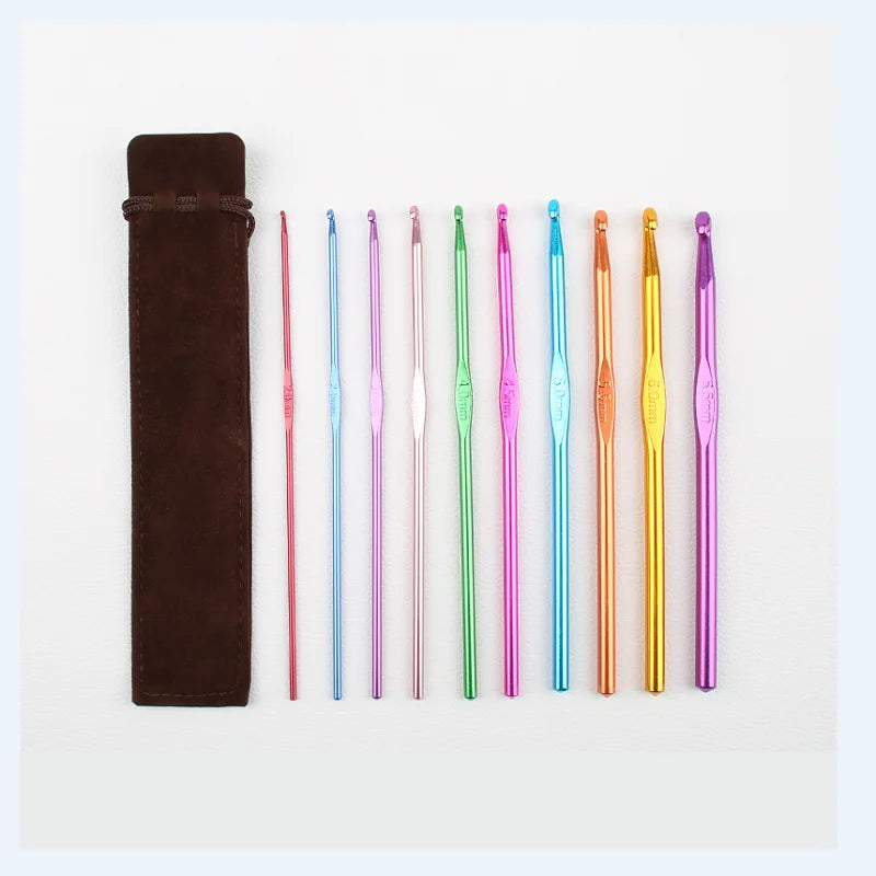 Coloured Aluminium Single Head Crochet Hook Set - Smarsty