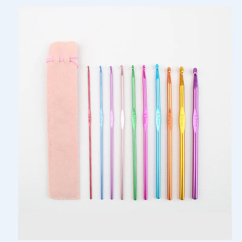 Coloured Aluminium Single Head Crochet Hook Set - Smarsty