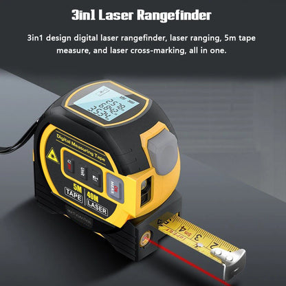 3 in 1 Laser Rangefinder with LCD Display and Tape Measure - Smarsty