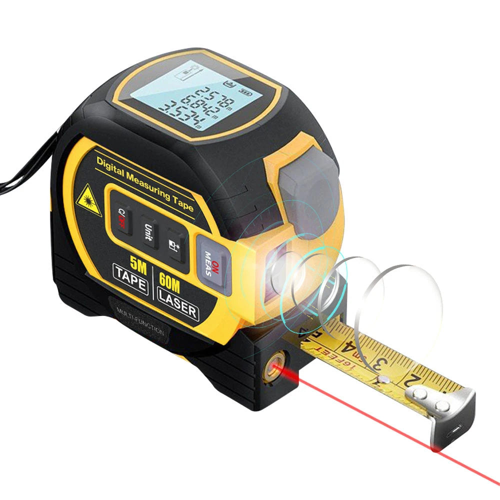 3 in 1 Laser Rangefinder with LCD Display and Tape Measure - Smarsty