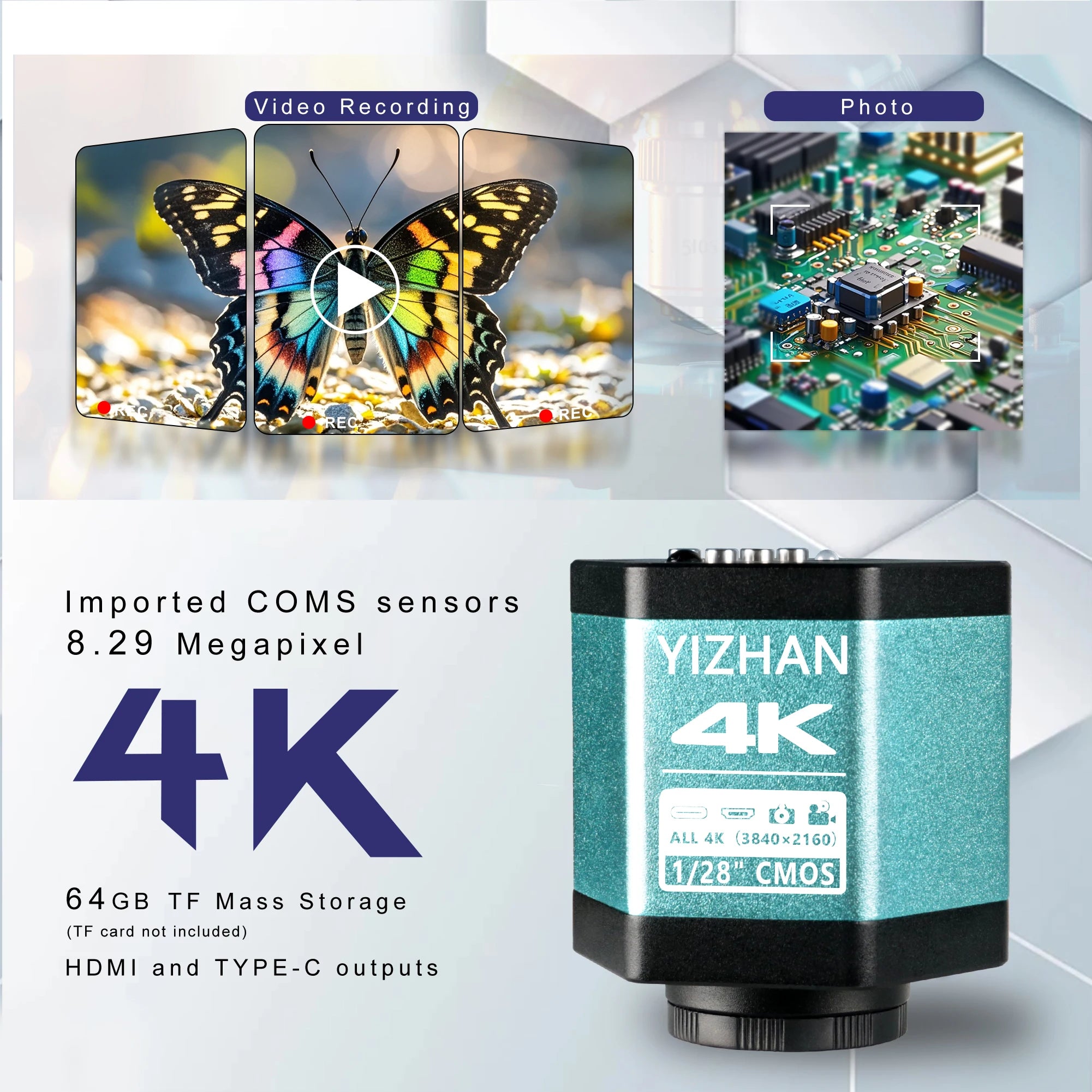 48MP 4K Digital Microscope with 150X Zoom - Smarsty