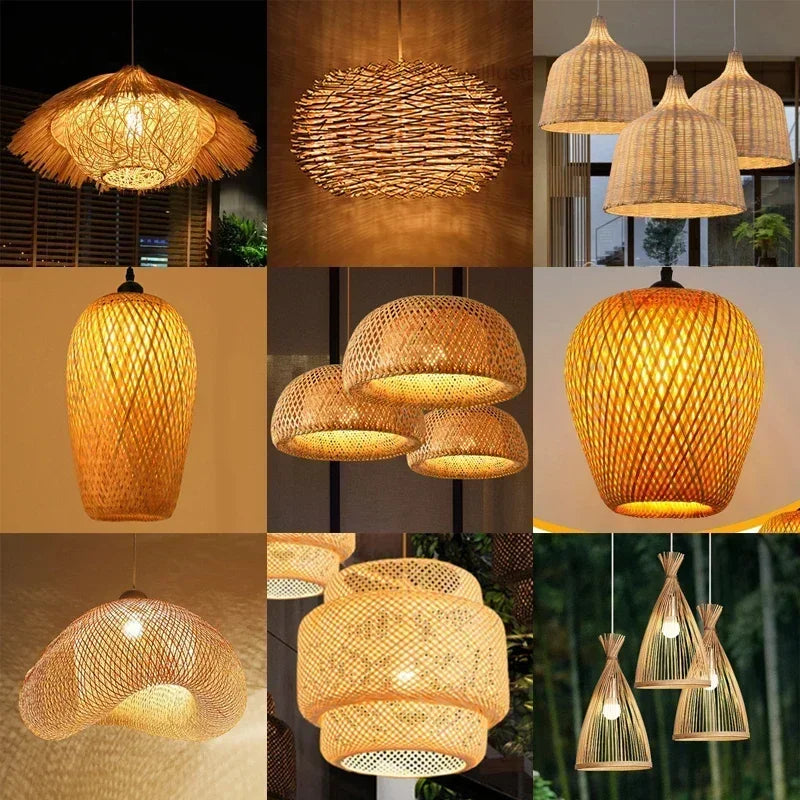 Bamboo Pendant Light with Hand Knit Design - Smarsty