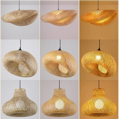 Bamboo Pendant Light with Hand Knit Design - Smarsty