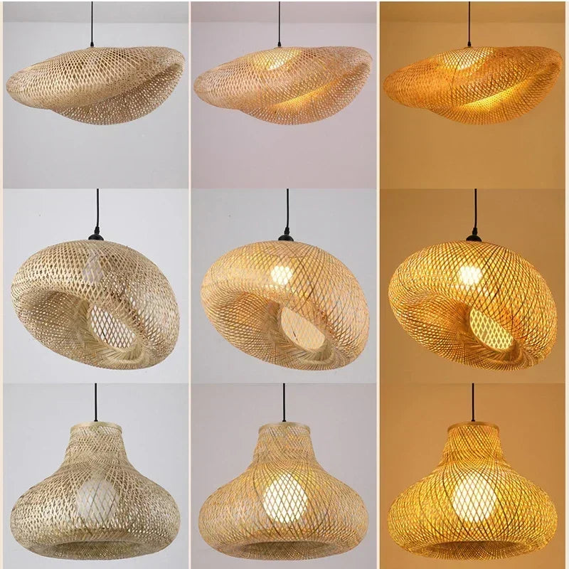 Bamboo Pendant Light with Hand Knit Design - Smarsty