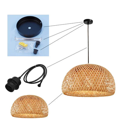 Bamboo Pendant Light with Hand Knit Design - Smarsty